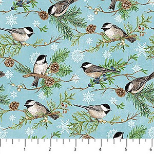 Woodland Woolies Flannel F27263 44 Chickadee Medium Northcott 