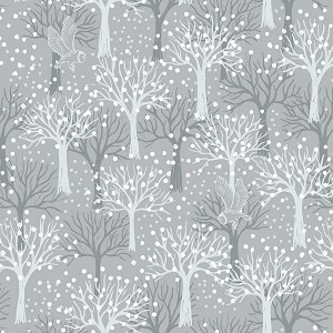 Secret Winter Garden Flannel F660 1  Light Grey Owl Orchard Lewis and Irene 