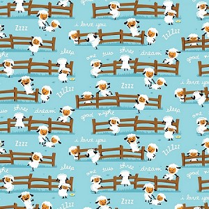 Harmony Farm Flannel F7141 Blue Sheep, Riley Blake 