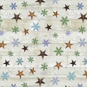 Pine Cone Lodge Flannel F9253 44 Beige Stars on Woodgrain, Henry Glass 