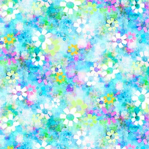 Fresh Cut Digital 4486 T Teal Floral Splatter P and B Textiles 