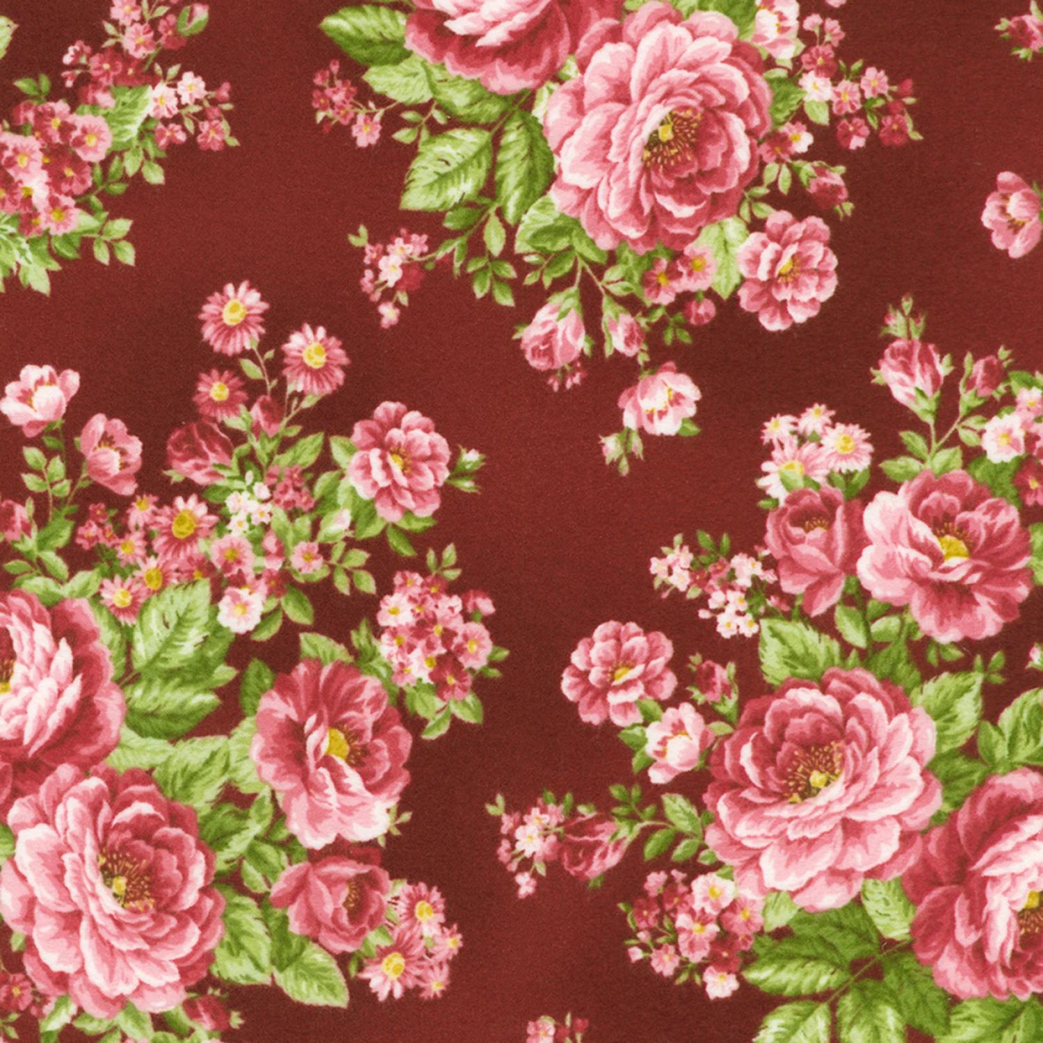Bouquet of Roses Flannel F21364 95 Burgundy Robert Kaufman 