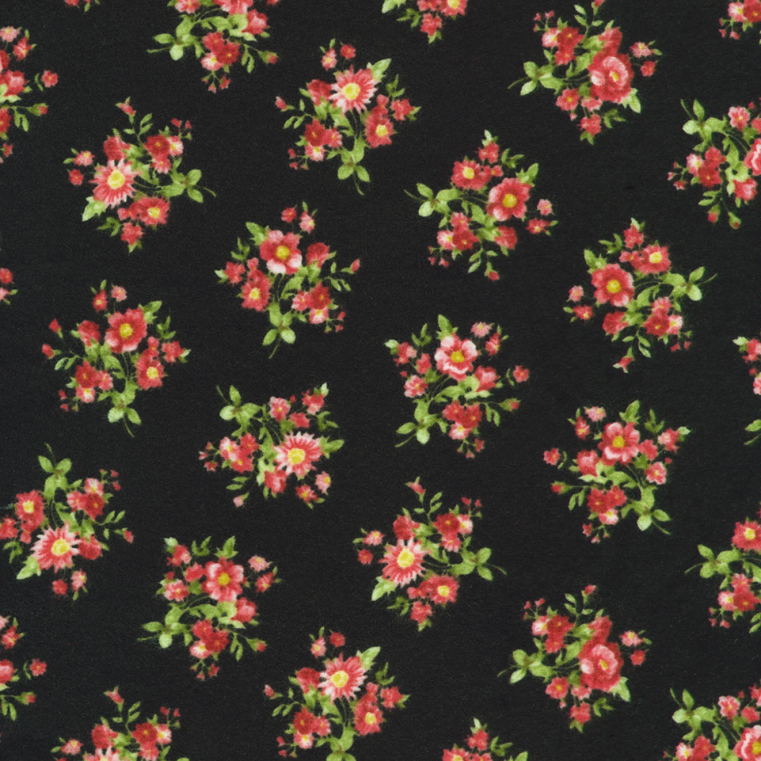 Bouquet of Roses Flannel F21368 2 Black Robert Kaufman 