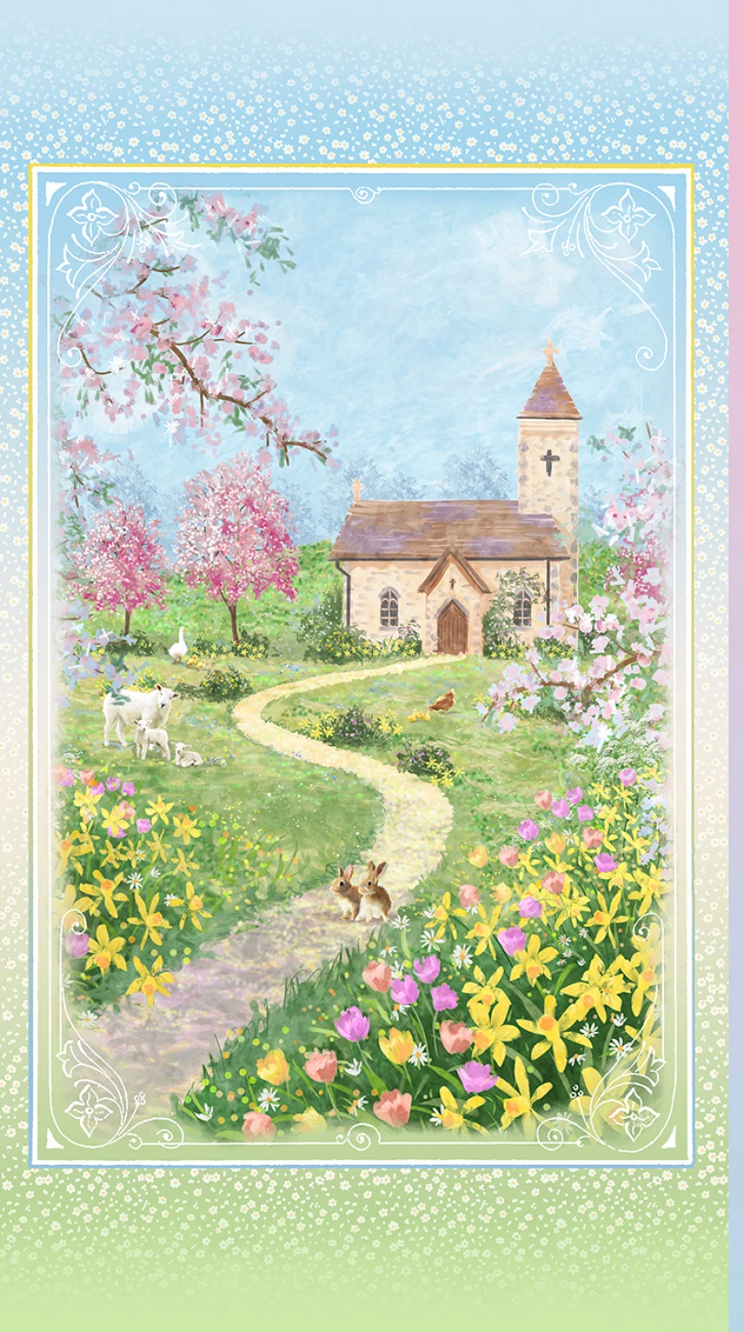 Fields O Faith 6073 PA Fiels of Cherry Blossoms Panel P and B Textiles 