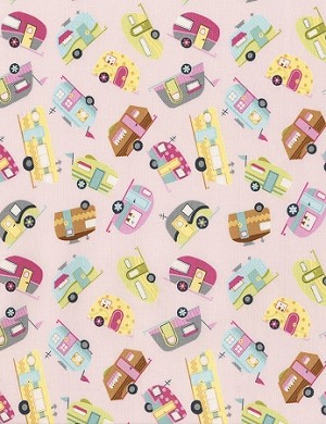 Mini Campers C5417 Pink, Timeless Treasures 