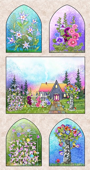 Garden Delight Digital 4487 PA Panel Floral Church P and B Textiles 
