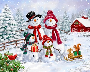 Snowman Family Digital Panel GLoo754C1 36 x 44 Inch David Textiles 