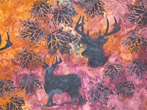 A Hoffman Bali Batik Minnesota Charms H2254 389 Paprika Navy Deer Silhouette 