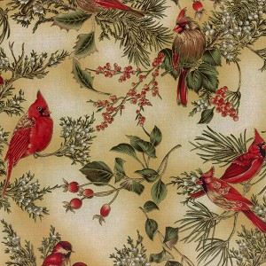 Winter Magic H8821 33G Cream Gold Metallic Cardinals Hoffman 