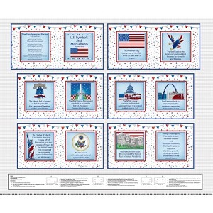 Patriotic Book Panel 942P 11 Blue 36 x 44 Inch Henry Glass 