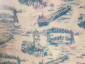 K2523 132 Opal Lift Bridge Split Rock Light House Custom Batik, Hoffman 