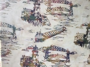 K2523 500 Gardenia Lift Bridge Split Rock Light House Custom Batik, Hoffman 