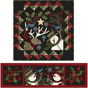Holly Jolly Flannel Wallhanging and Tablerunner Kit Maywood Studio 