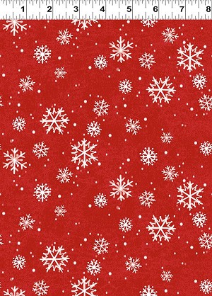 Quilt Minnesota 2026 Y4890 82 Red Digital Snowflakes Clothworks 