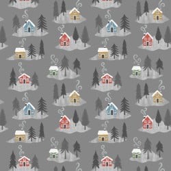 Snow Day Flannel LEIF36 3 Dark Grey Houses Lewis and Irene 