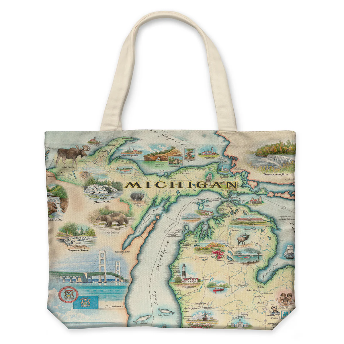 Michigan Map Canvas Totebag Explorer Maps 