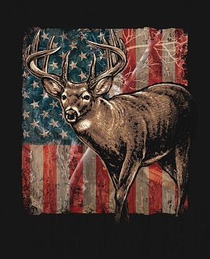 Patriotic Deer ML33952C1 Against Flag 36 Inch Digital Panel David Textiles 