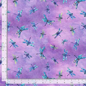 Dragonfly Mist CD3895 Lavender Flying Dragonflies Timeless Treasures 