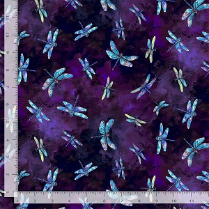 Dragonfly Mist CD3895 Purple Flying Dragonflies Timeless Treasures 