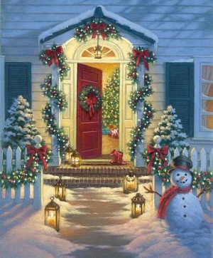 Christmas Classic Digital Panel P9542 Porch, Riley Blake 