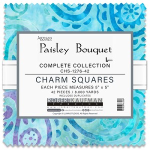 Paisley Bouquet Artisan Batik 5 Inch Charm Pack Robert Kaufman 