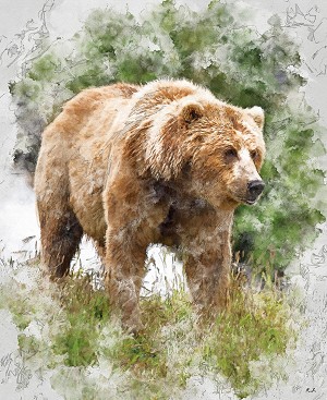 Natures Window DP11866 Grizzly 36 Inch Digital Panel Riley Blake 
