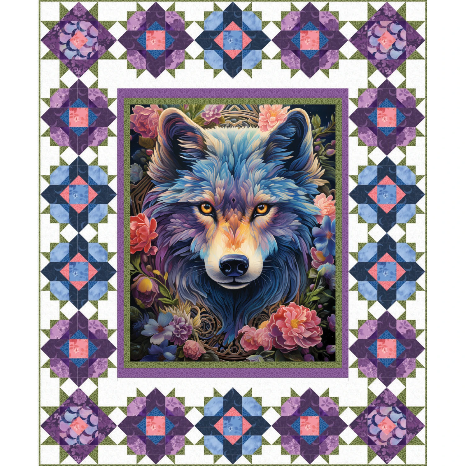 Celeste Moonlit 60 Inch X 72 Inch  Wolf Panel Camelot Fabrics 
