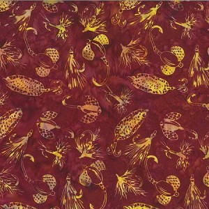Bali Batik R2285 38 Burgundy Alaska Flies Lures Fishing, Wildfire Designs by Hoffman 