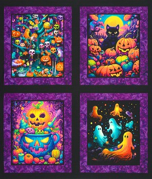 Halloween 4 Patch Spooky Quilting Panel D23084282 Robert Kaufman 
