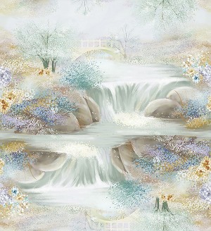 Peacock Walk Digital 2901 FW2D Water Waterfall RJR Fabrics 