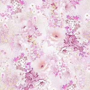 Peacock Walk Digital 2904 BL1D Blush English Rose RJR Fabrics 