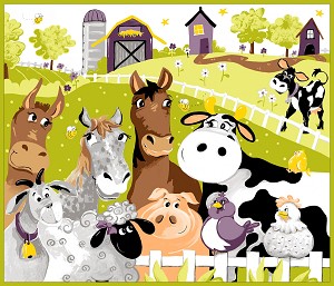 Barnyard Buddies SB20324 815 36 Inch Play Mat Panel Clothworks Suzybee 