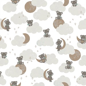 Sleep Tight C10260 White Cloud Bears Riley Blake 