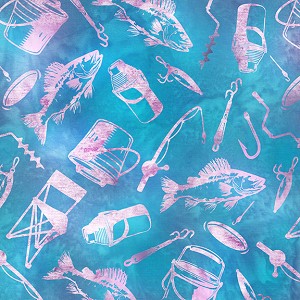 AMNSH 2025 SH186 540 Tossed Ice Fishing Blue Azure Island Batik 