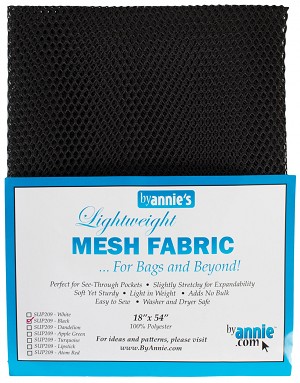 Lightweight Mesh Fabric Prepackaged 18 x 54 Black By Annie 