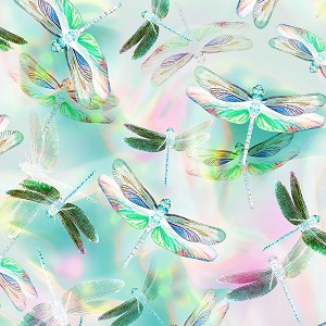 Garden Bliss T4905 135 Pastel Dragonfly Digital Print Hoffman 