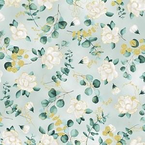 Home Sweet Home T7755 77G Sage Gold Flowers Hoffman 
