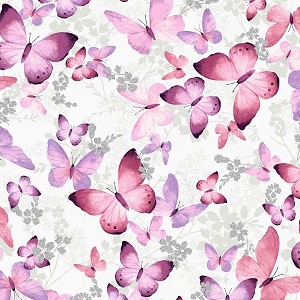 Fly Freely Digital Metallic T7762 447S Sweetpea Silver Butterflies Hoffman 