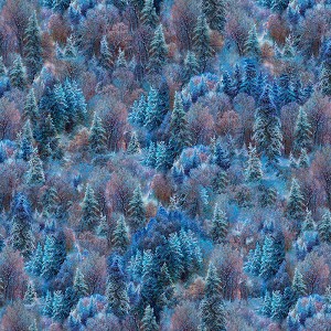 Frosty Forest Allover C5867 B Blue Treeline P and B Textiles 