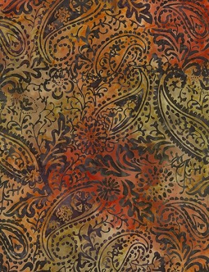 Tonga B5404 Flame Batik Botanical Paisley, Timless Treasures 