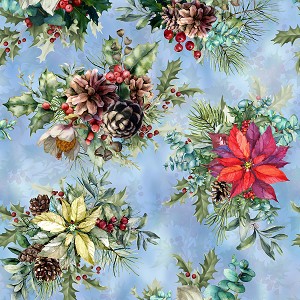 Snow Play U5009 16 Sky Poinsettia and Pines Hoffman 