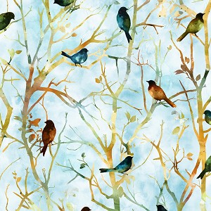 Mystic Mountain U5013 16 Sky Birds Branches Hoffman 