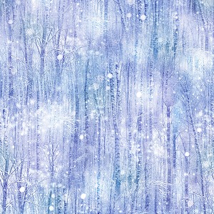 Winter Bliss U5033 139 Periwinkle Snowy Trees Hoffman 