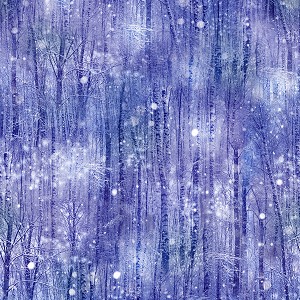Winter Bliss U5033 91 Amethyst Snow Trees Hoffman 