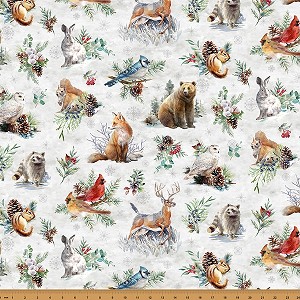 Winter Tales Digital W5389 113 Frost  Allover Forest  Animals Hoffman 