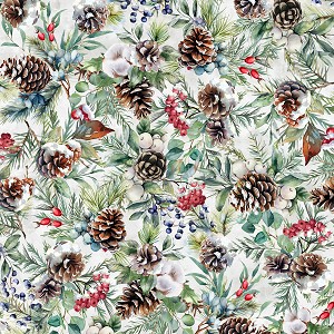 Winter Tales Digital W5390 113 Frost Pinecones Hoffman 