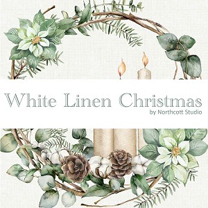 White Linen Christmas 1 Yard Bundle with Panels Northcott 
