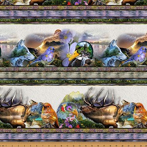 Wild and Woven X5687 170 Meadow Wildlife Border Print Hoffman 