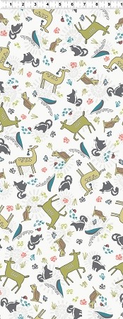 Quilt Minnesota 2018 FLANNEL Y2449 2 Cream Fauna, Clothworks 