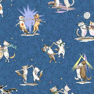 Having a Ball Y3186 89 Dancing Cats Clothworks 